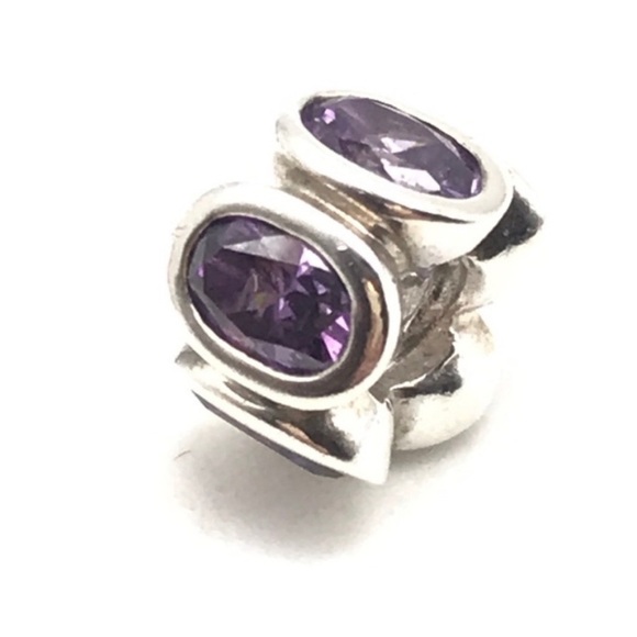Pandora Purple CZ Sparkly Oval Lights Rare Retired Bead Charm - Picture 2 of 3